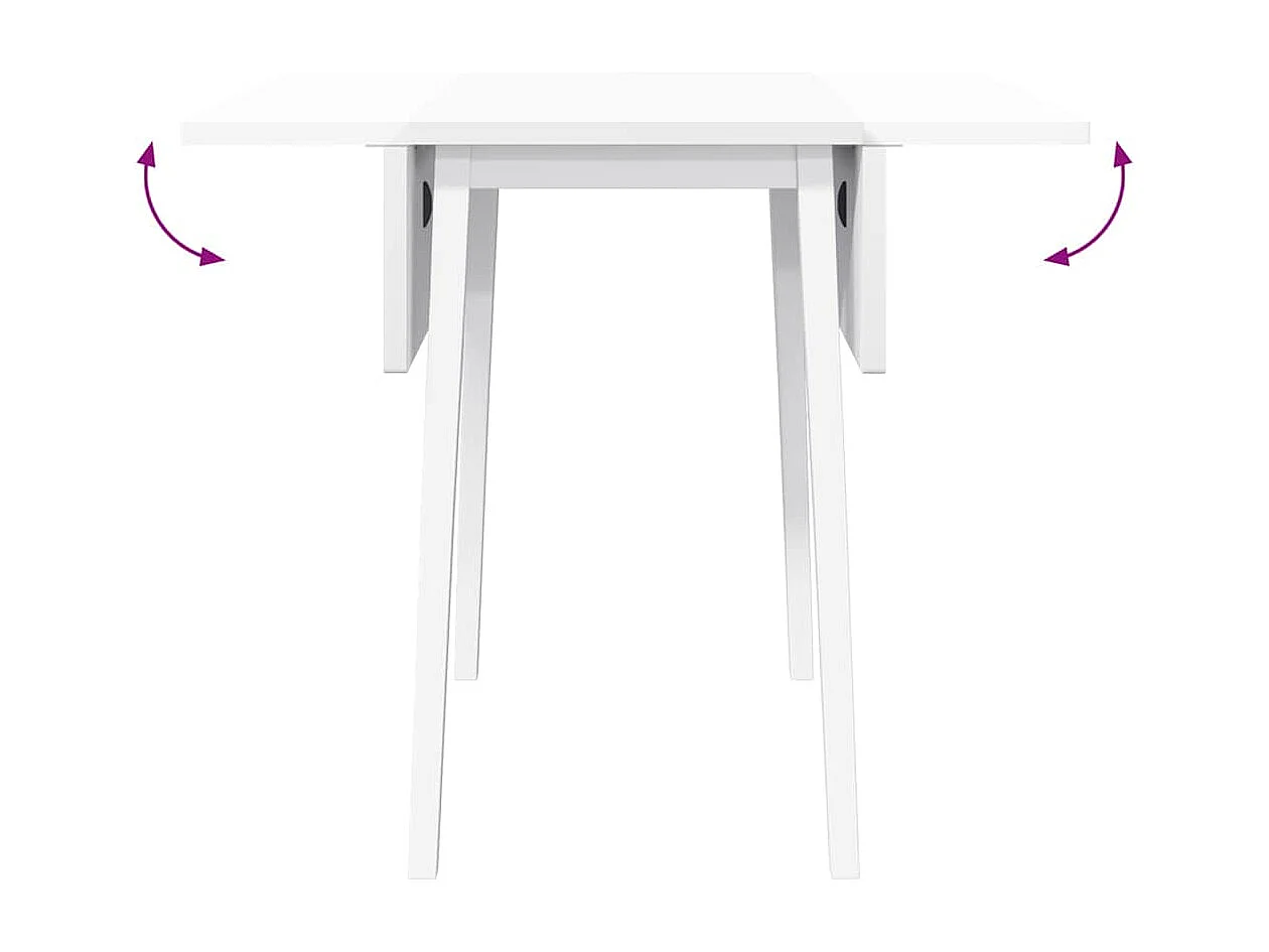 Table à manger blanc bois massif et caoutchouc