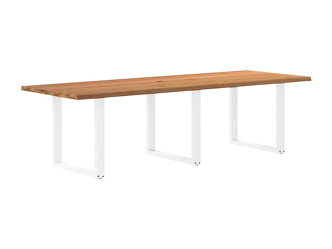 Mesa de comedor rectangular de madera maciza de roble de color marrón claro