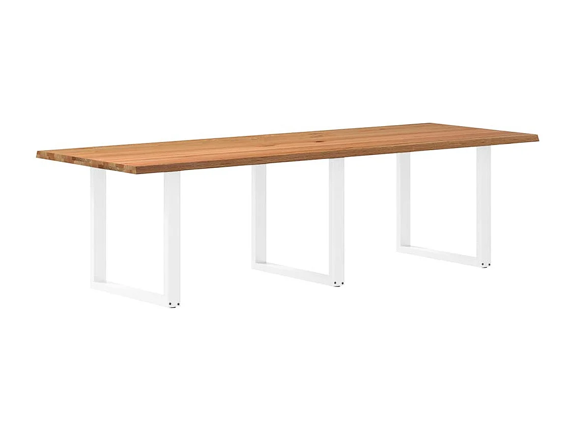 Mesa de comedor rectangular de madera maciza de roble de color marrón claro