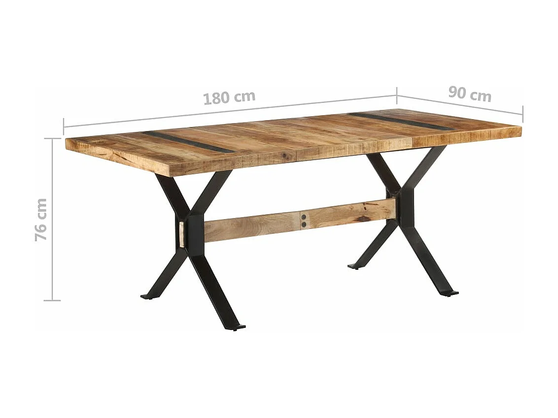 Table de salle à manger 180x90x76 cm Bois de manguier brut