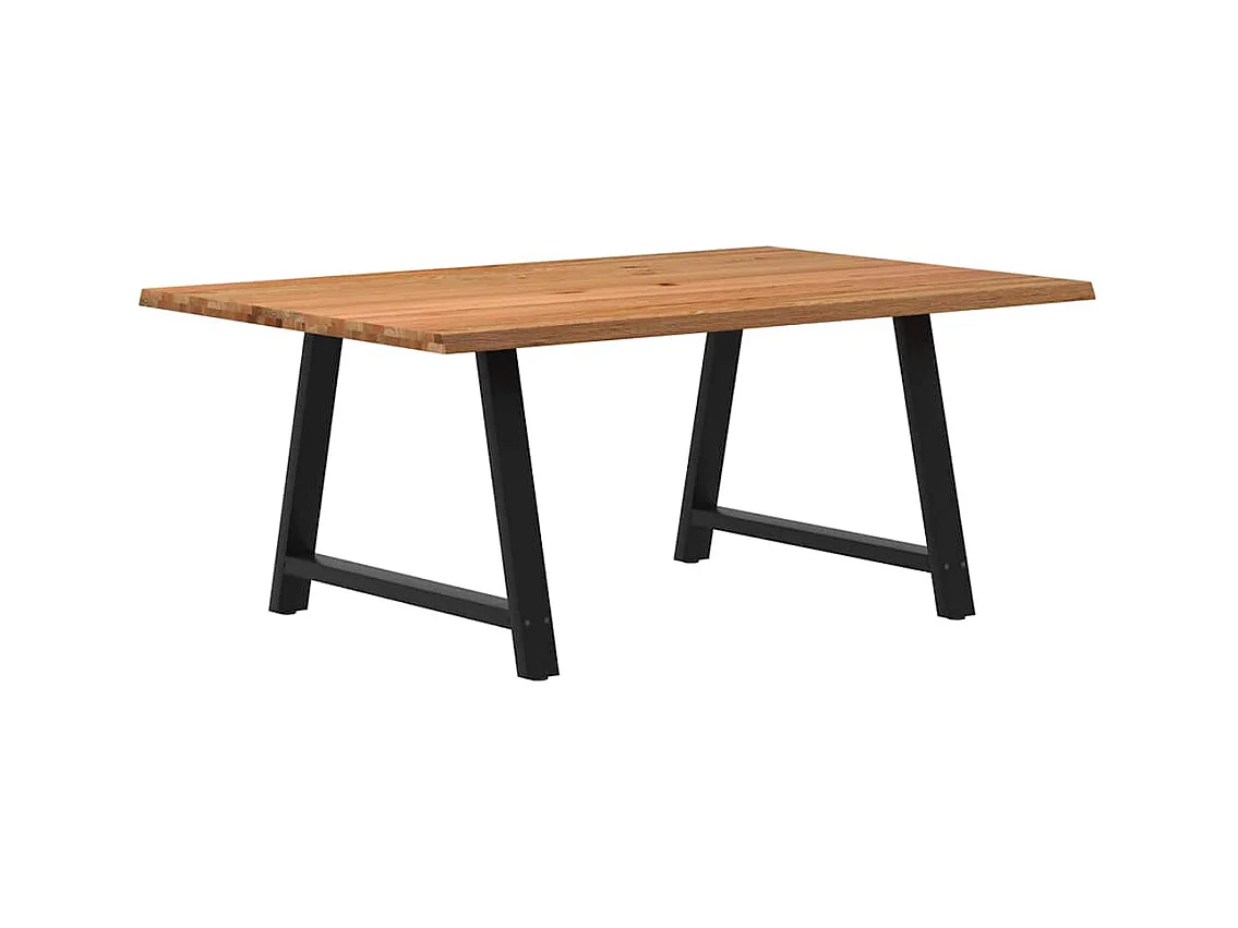 Table à manger avec bord naturel 180x100x74cm bois massif chêne
