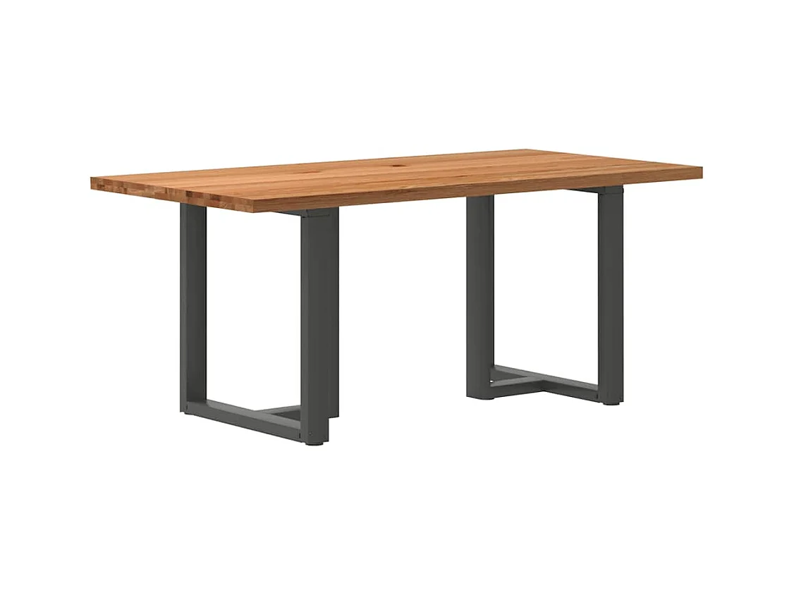 Table à manger marron clair bois de chêne massif rectangulaire