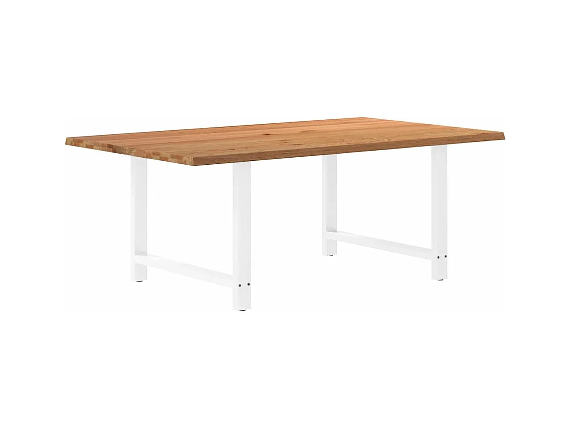 Table à manger marron clair bois de chêne massif rectangulaire