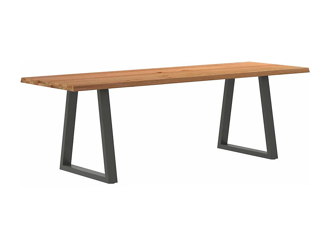 Table à manger avec bord naturel 240x80x74 cm bois massif chêne