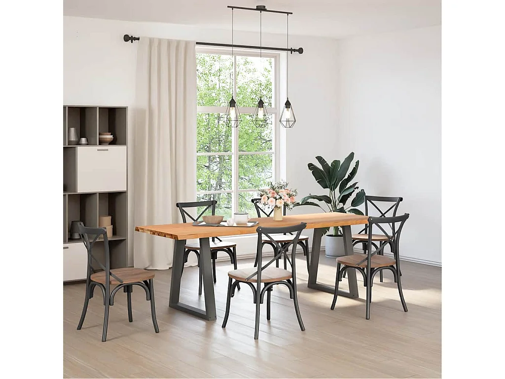 Table à manger avec bord naturel 240x80x74 cm bois massif chêne