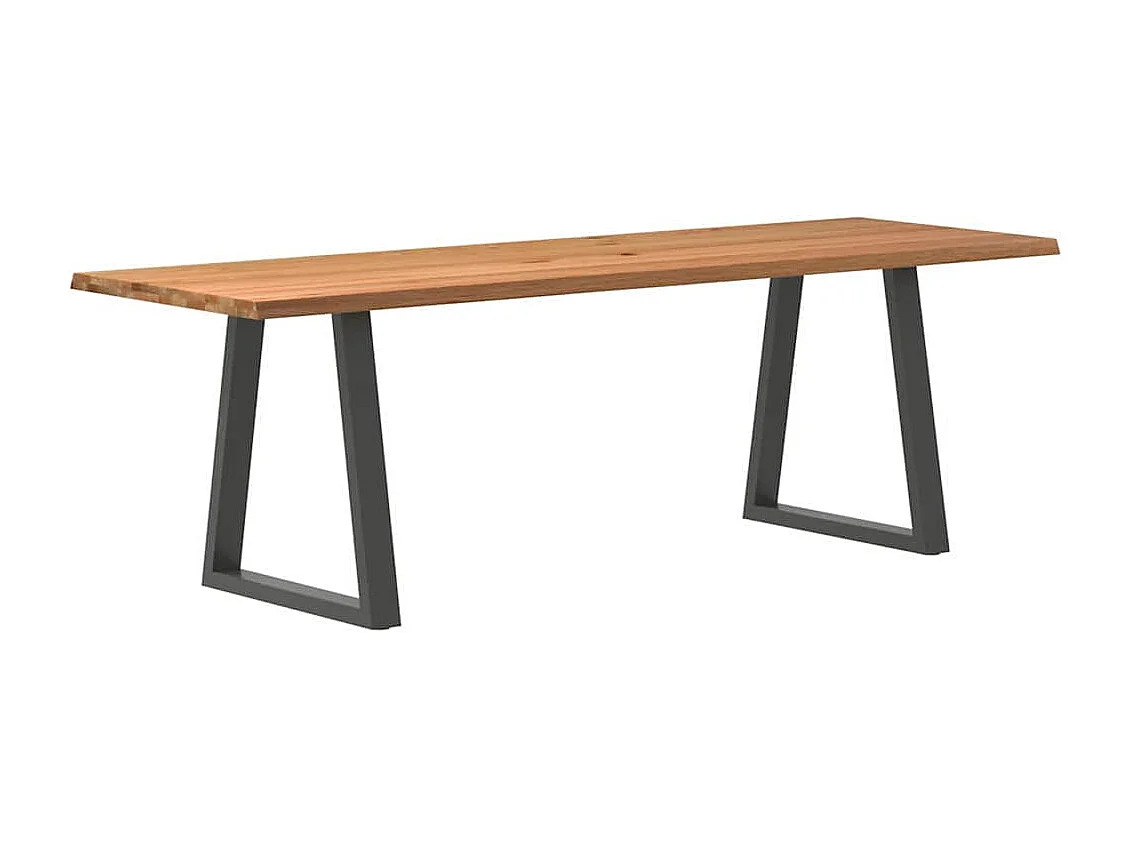 Table à manger avec bord naturel 240x80x74 cm bois massif chêne
