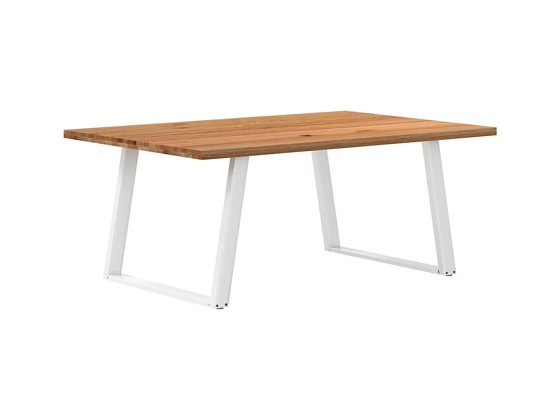 Table à manger marron clair bois de chêne massif rectangulaire