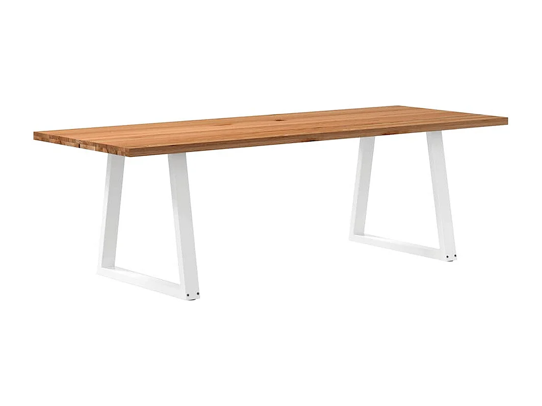 Table à manger marron clair bois de chêne massif rectangulaire