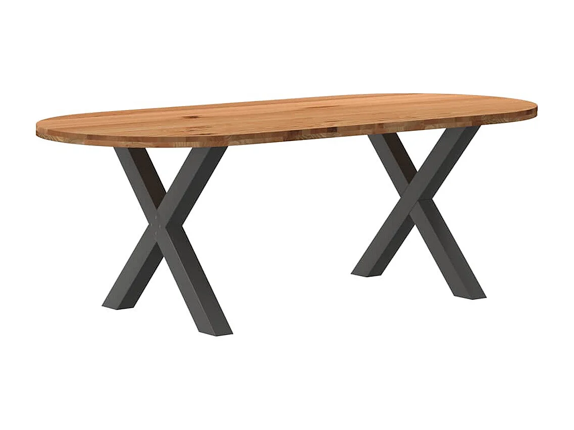 Table à manger 220x100x74 cm bois de chêne massif ovale