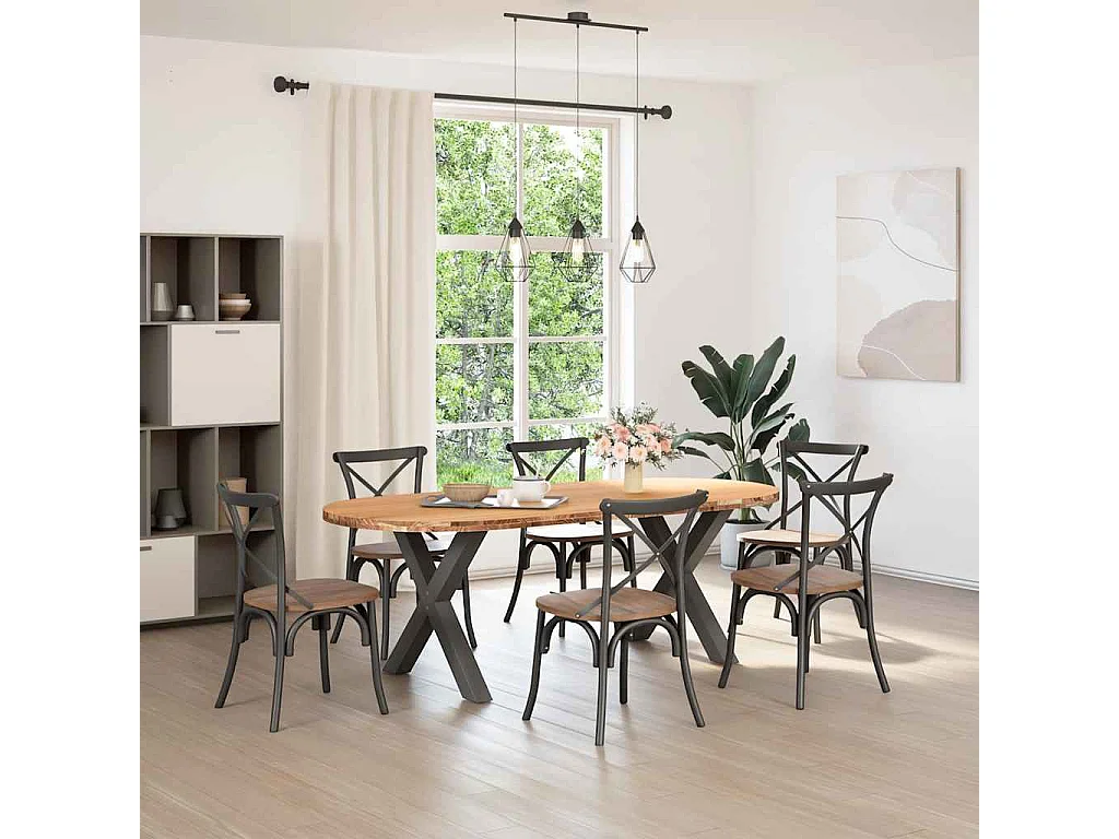 Table à manger 220x100x74 cm bois de chêne massif ovale