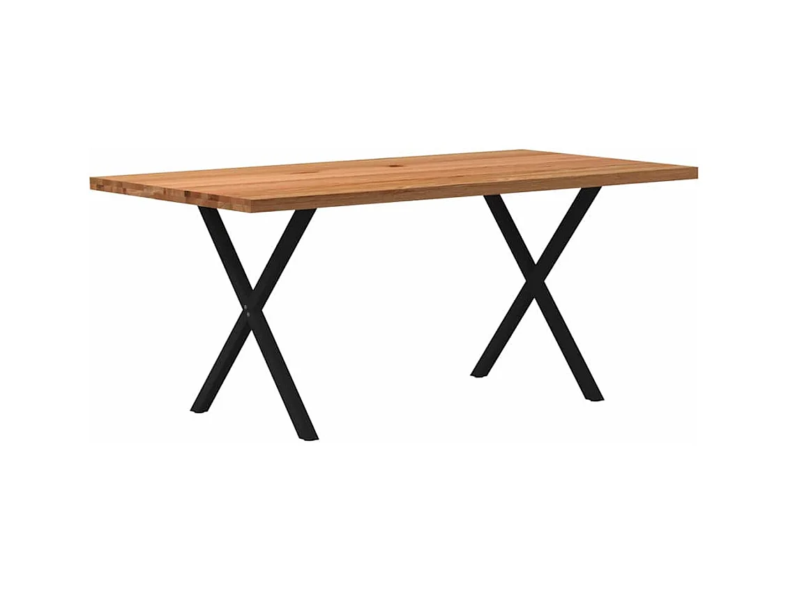 Table à manger marron clair bois de chêne massif rectangulaire
