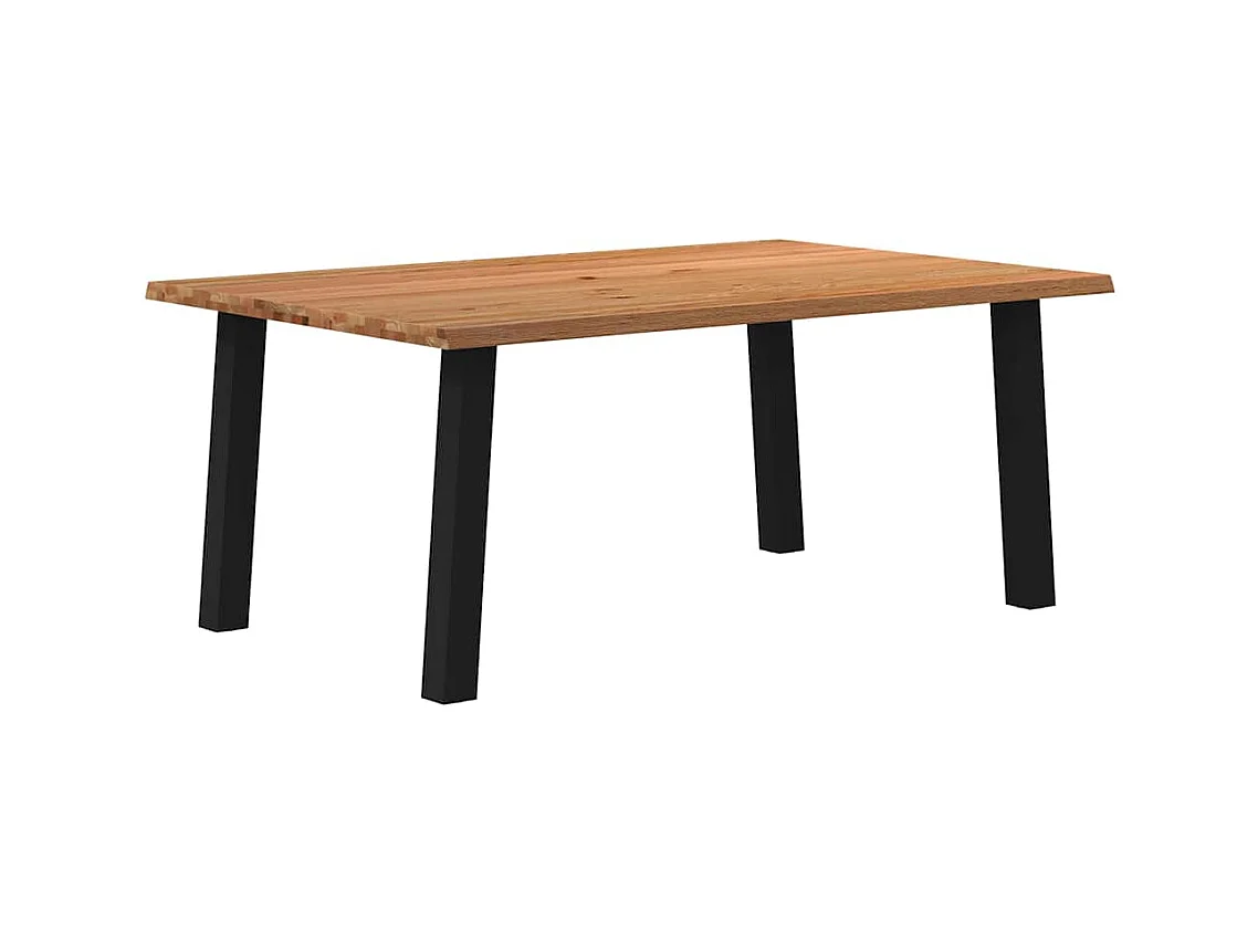 Table à manger marron clair bois de chêne massif rectangulaire