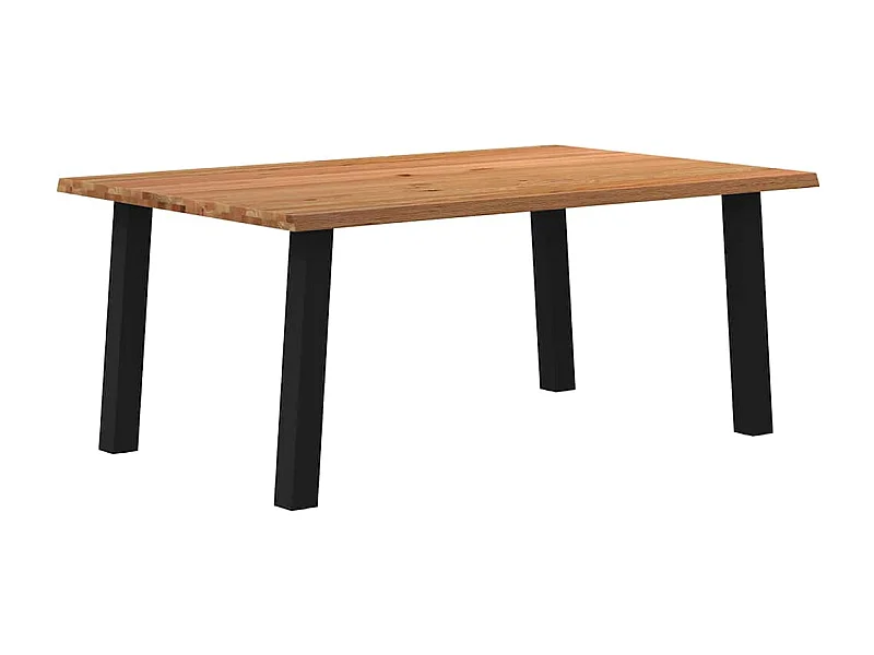 Table à manger marron clair bois de chêne massif rectangulaire