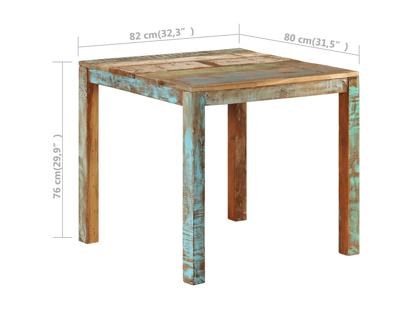 Tavolo da pranzo 82x80x76 cm Legno massello di recupero