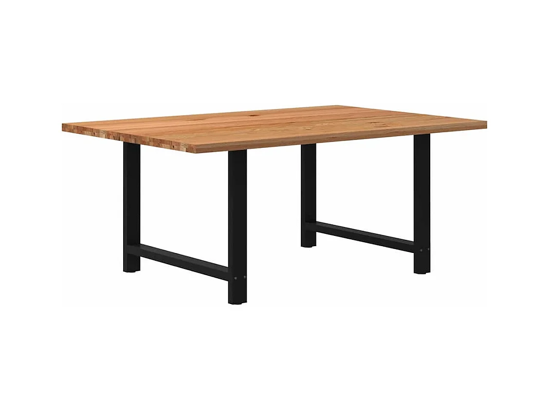 Table à manger marron clair bois de chêne massif rectangulaire