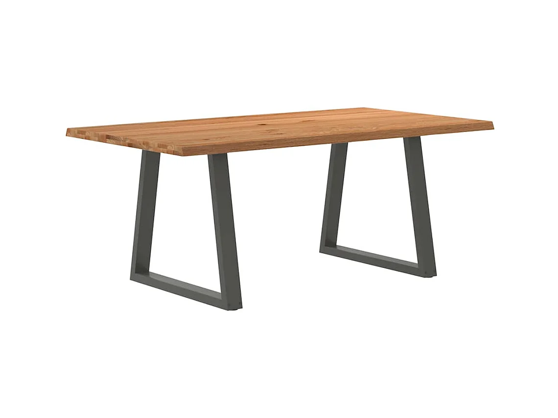 Table à manger avec bord naturel 180x100x74cm bois massif chêne