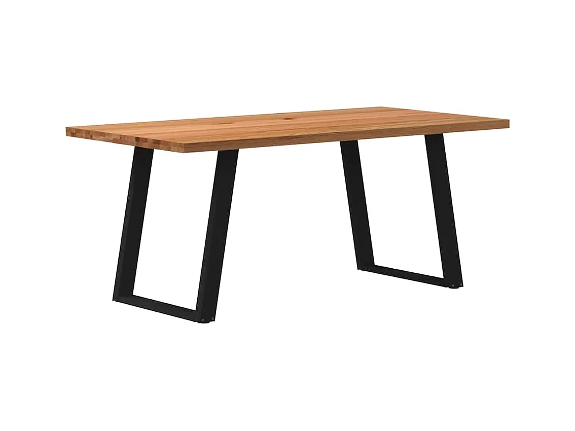 Table à manger marron clair bois de chêne massif rectangulaire