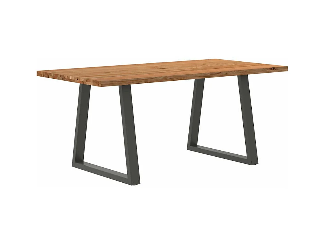 Table à manger marron clair bois de chêne massif rectangulaire