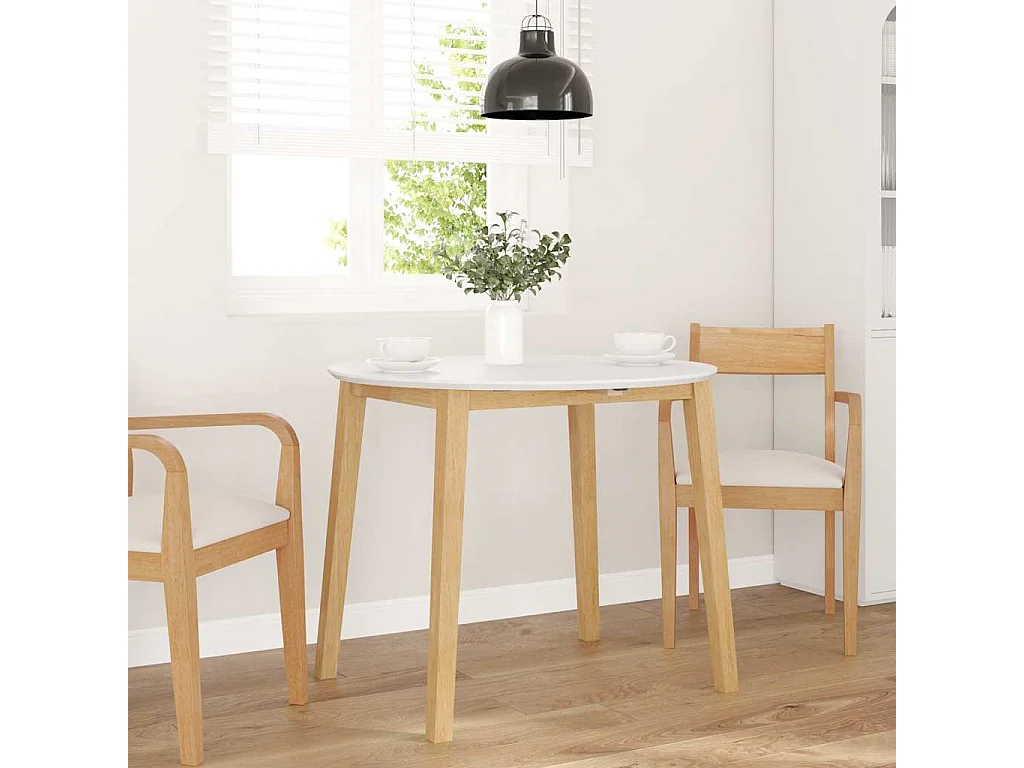 Tavolo da pranzo in legno massello naturale e gomma