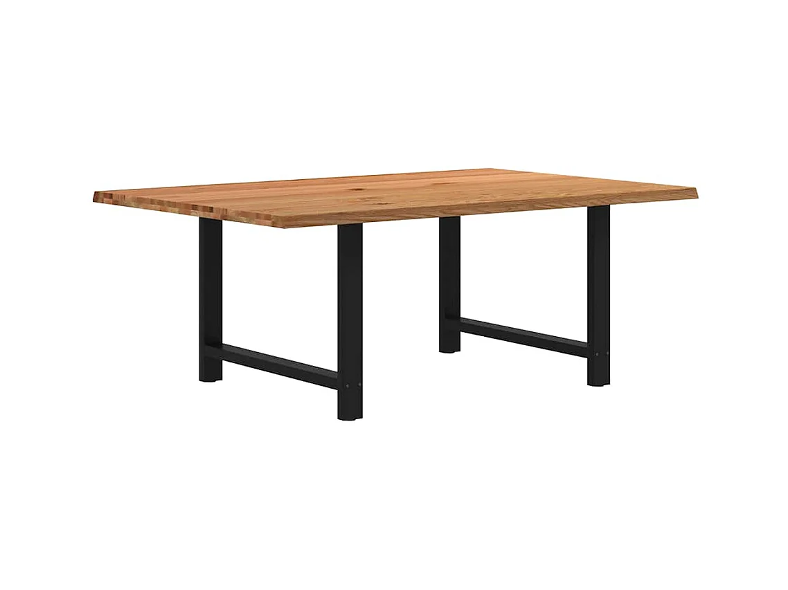Table à manger marron clair bois de chêne massif rectangulaire