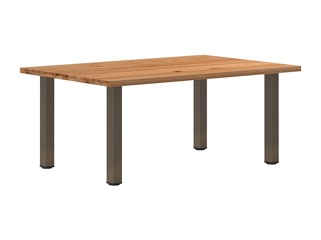 Table à manger marron clair bois de chêne massif rectangulaire