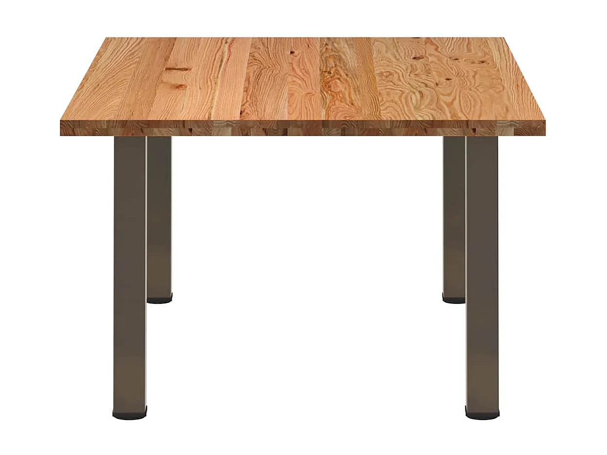 Table à manger marron clair bois de chêne massif rectangulaire