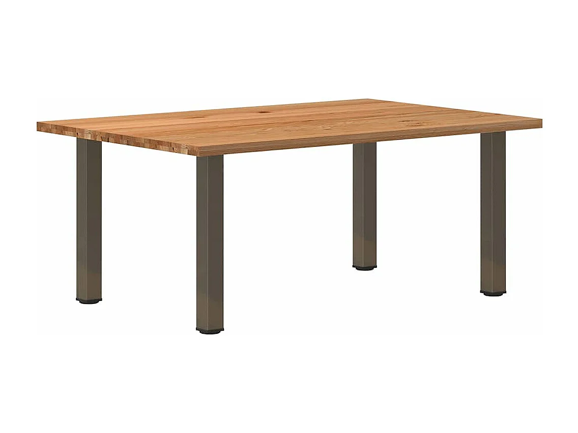 Table à manger marron clair bois de chêne massif rectangulaire