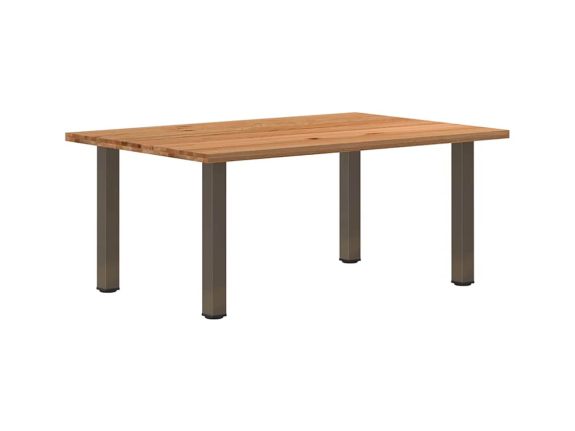 Table à manger marron clair bois de chêne massif rectangulaire