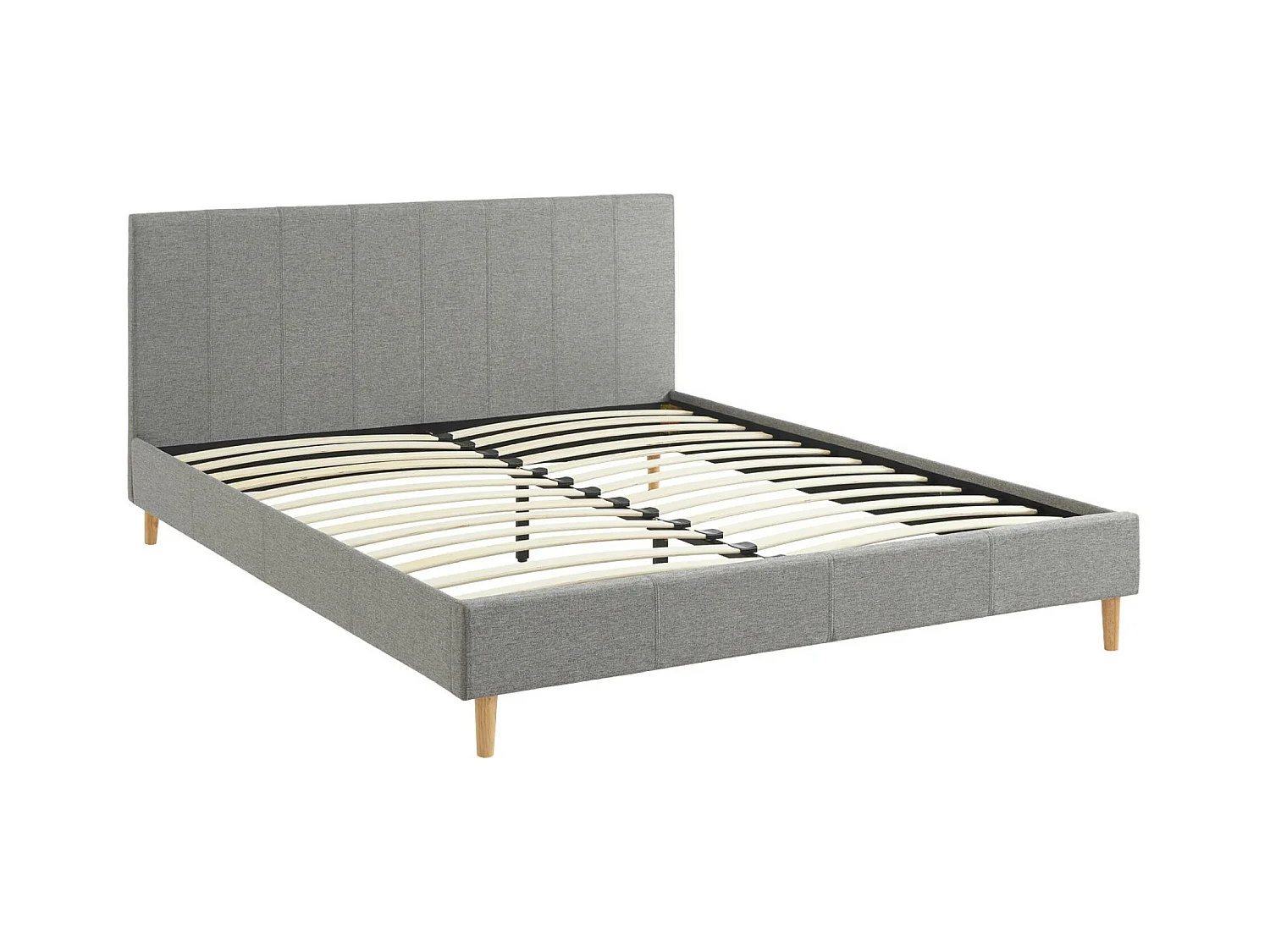 Struttura letto con rete a doghe e testiera 160cm, tessuto semplice,