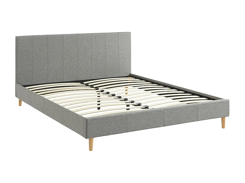 Struttura letto con rete a doghe e testiera 160cm, tessuto semplice,