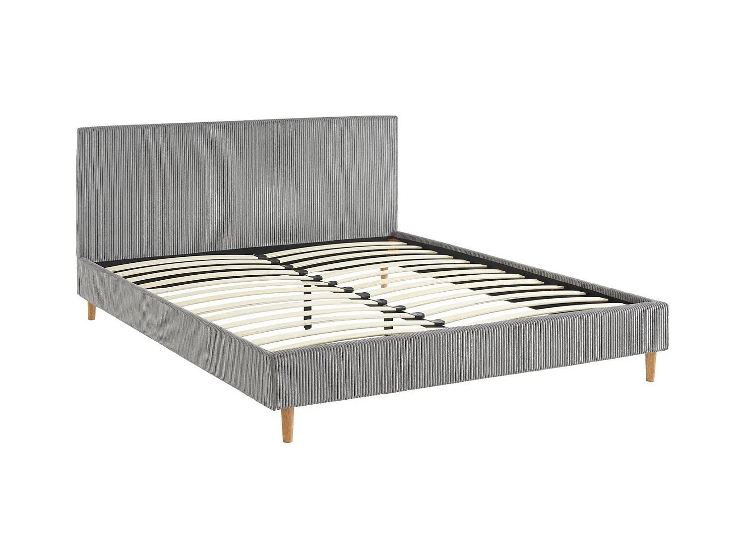Struttura letto con rete a doghe e testiera 160cm, velluto a coste
