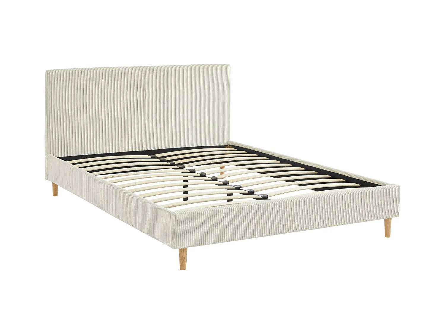 Struttura letto con rete a doghe e testiera 140cm, velluto a coste