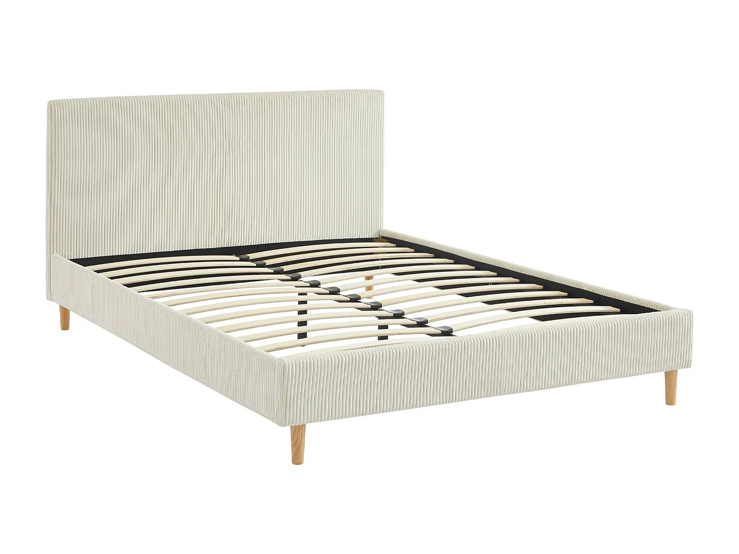 Struttura letto con rete a doghe e testiera 140cm, velluto a coste