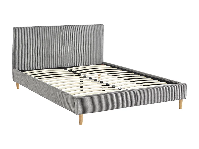 Struttura letto con rete a doghe e testiera 140cm, velluto a coste