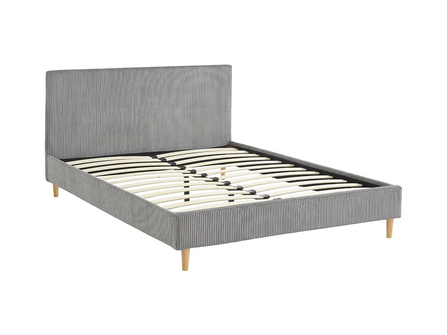Struttura letto con rete a doghe e testiera 140cm, velluto a coste
