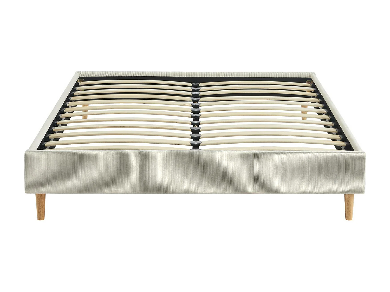 Cama con somier 140cm, acabado en pana fina blanco