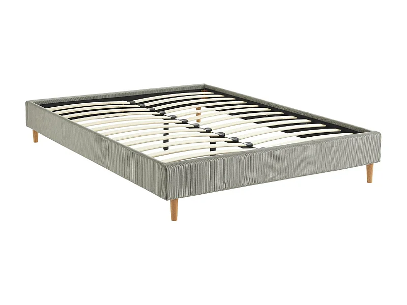 Struttura letto in velluto a coste fini con rete a doghe, 140cm,