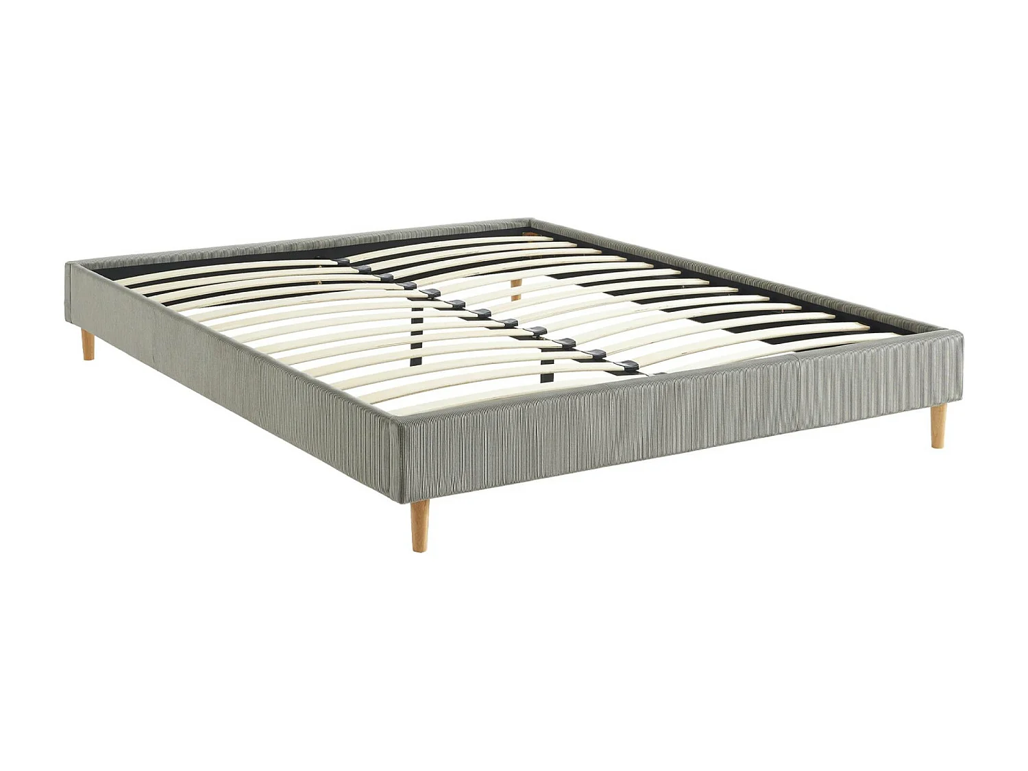 Cama con somier 160cm, acabado en pana fina gris