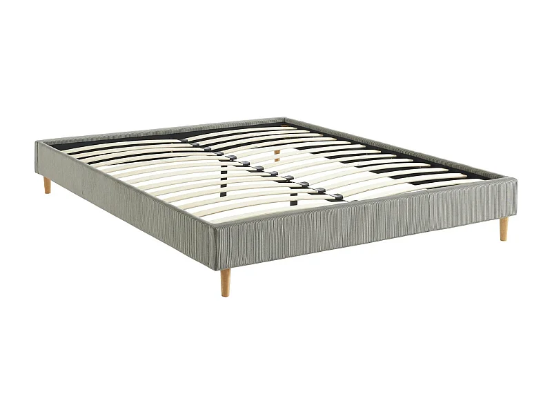 Cama con somier 160cm, acabado en pana fina gris