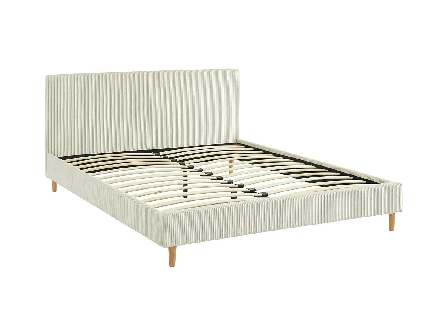 Struttura letto con rete a doghe e testiera 160cm, velluto a coste