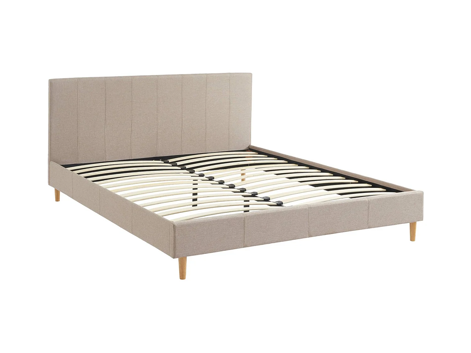 Struttura letto con rete a doghe e testiera 160cm, tessuto semplice,