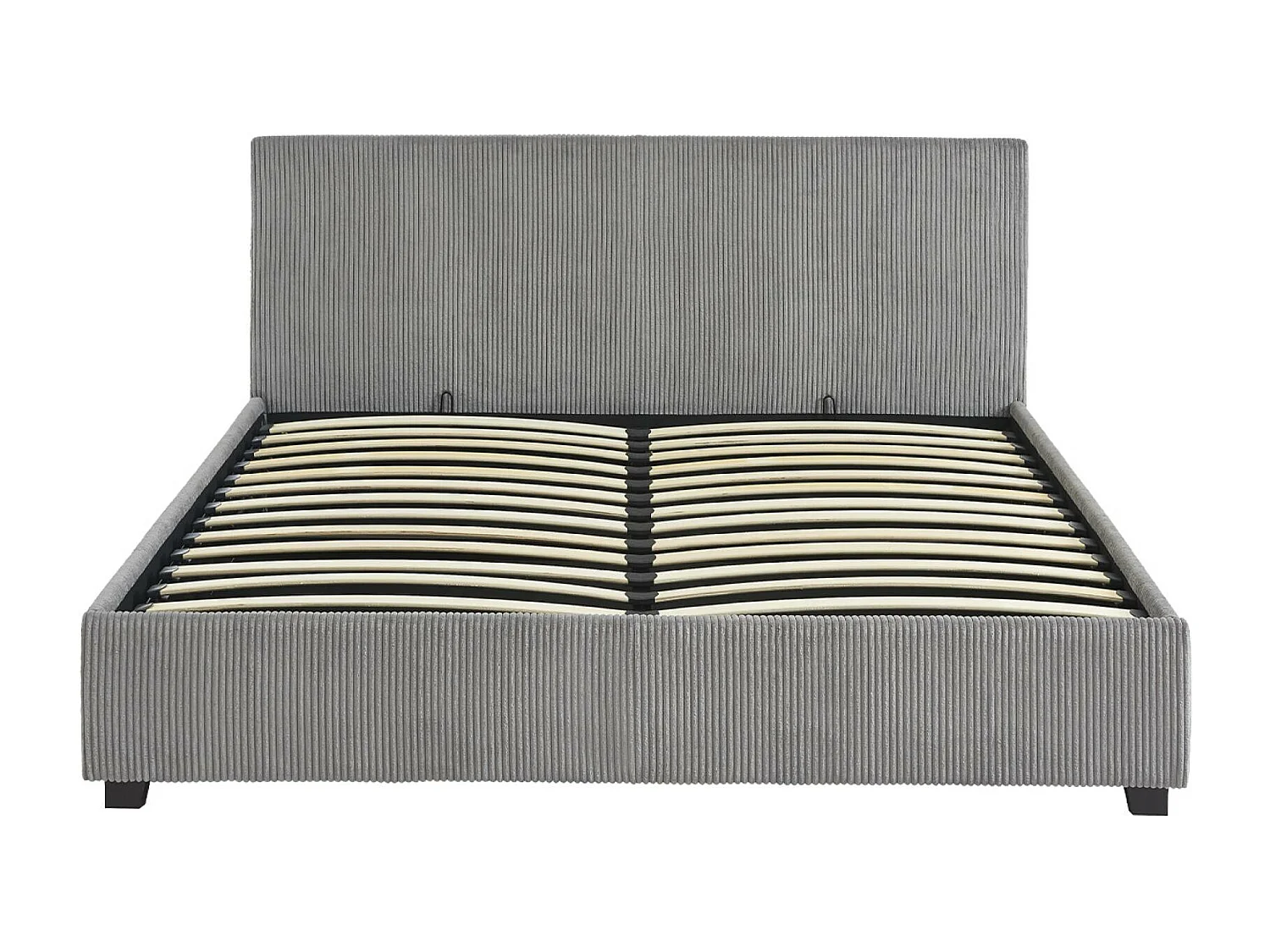 Letto a cassettone con rete a doghe 160cm, velluto a coste grosse,