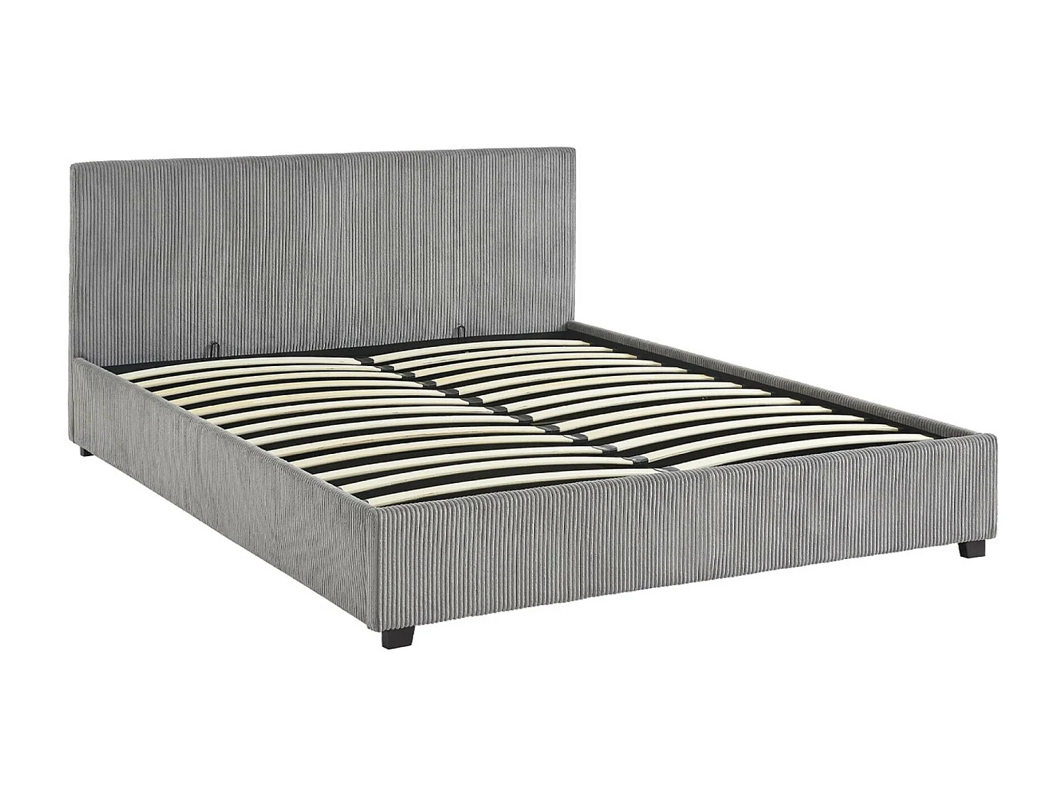 Letto a cassettone con rete a doghe 160cm, velluto a coste grosse,