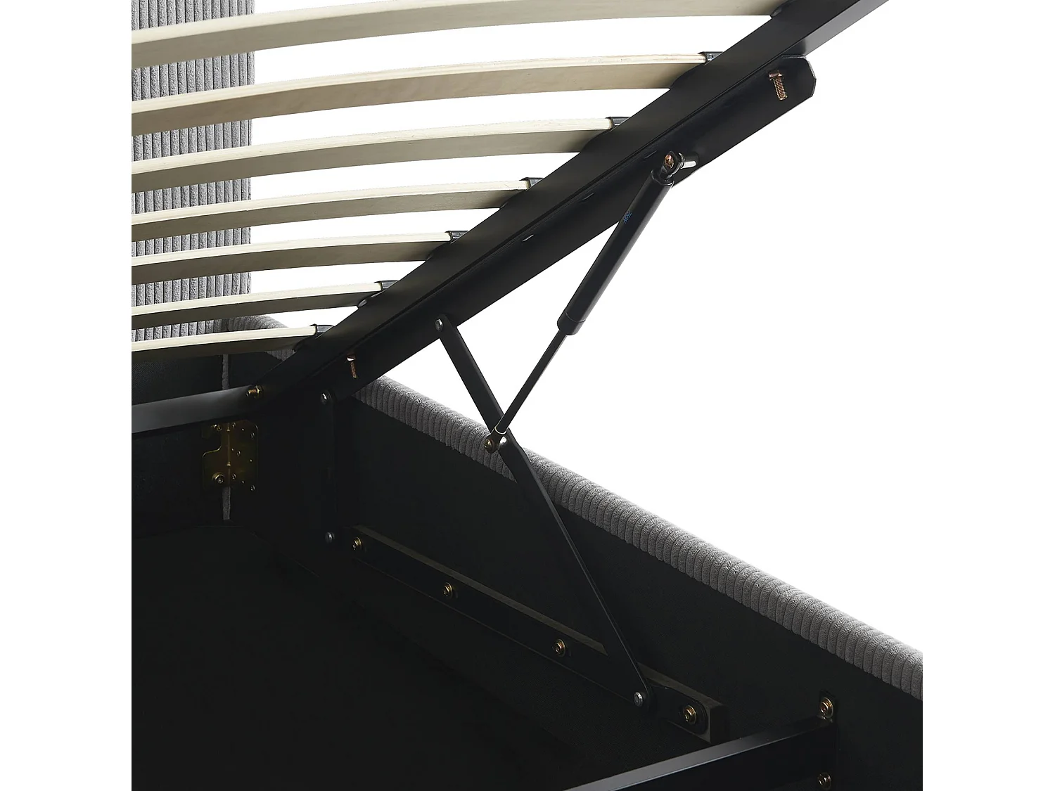 Letto a cassettone con rete a doghe 160cm, velluto a coste grosse,