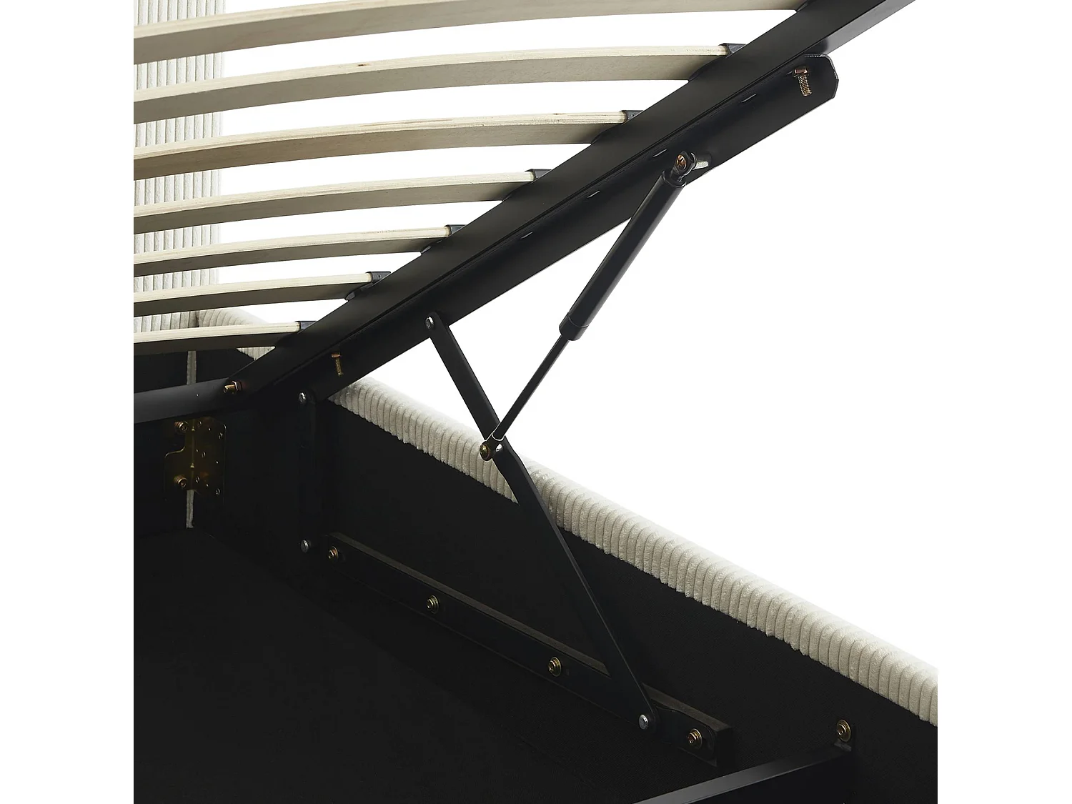 Letto a cassettone con rete a doghe 160cm, velluto a coste grosse,