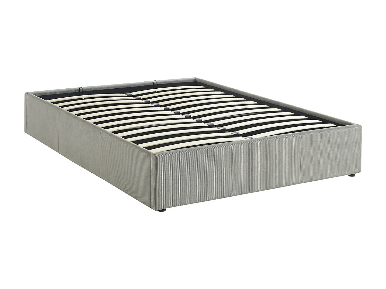 Cama con somier abatible y cabecero 140cm, acabado en pana fina gris