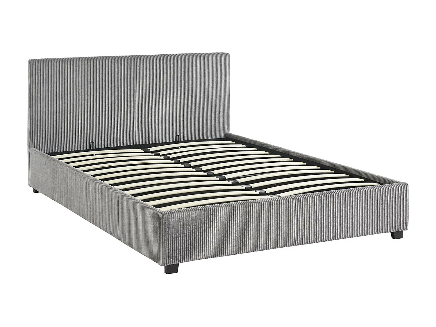 Letto a cassettone con rete a doghe 140cm, velluto a coste grosse,