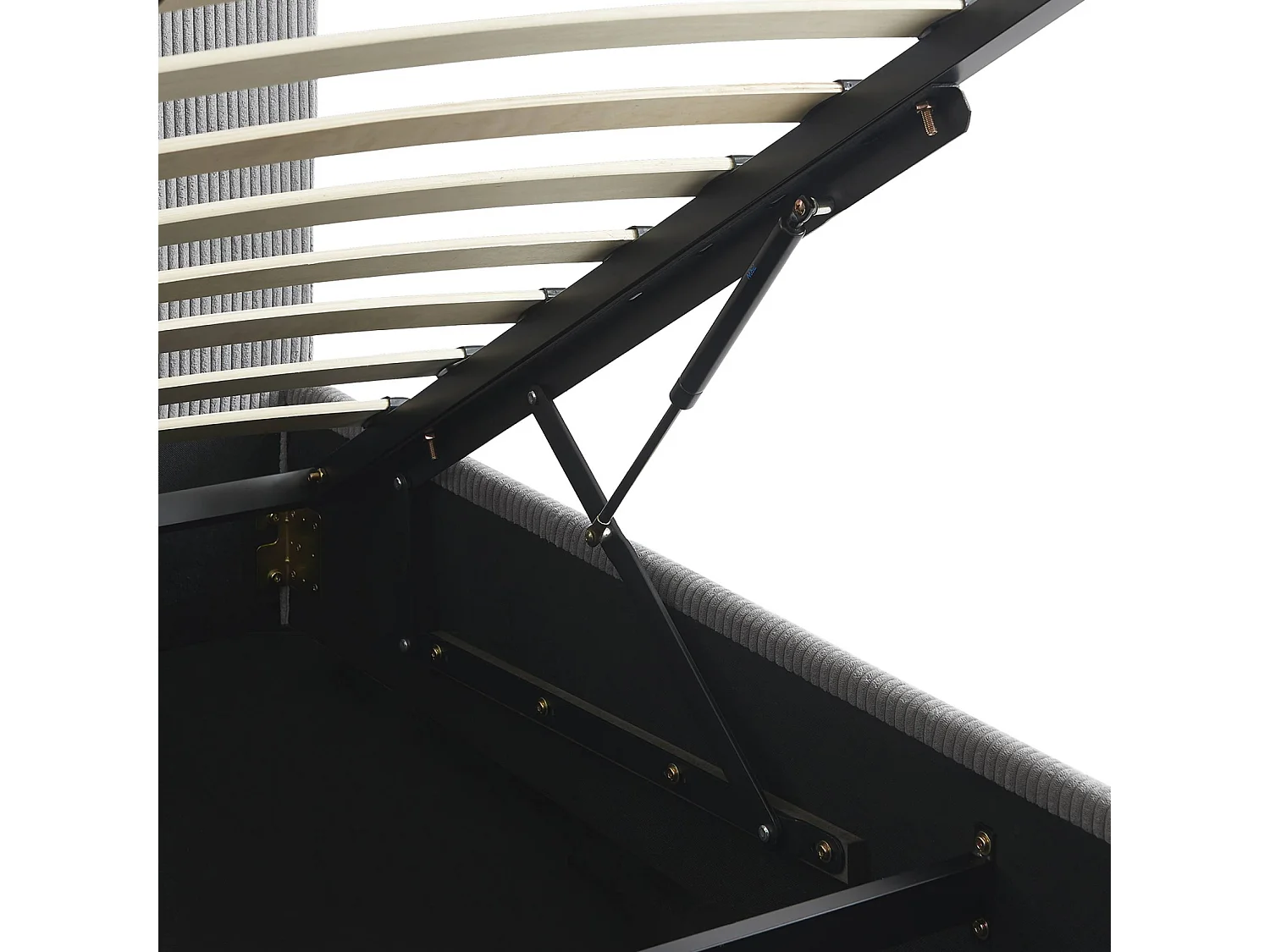 Letto a cassettone con rete a doghe 140cm, velluto a coste grosse,