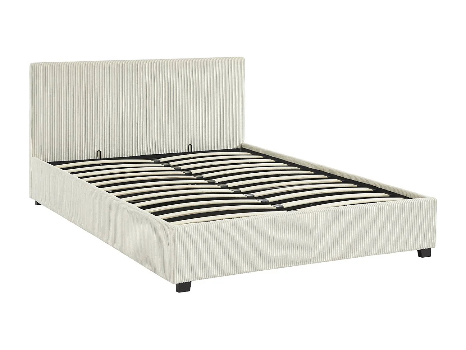 Cama con somier abatible y cabecero con acabado en pana gruesa, 140cm