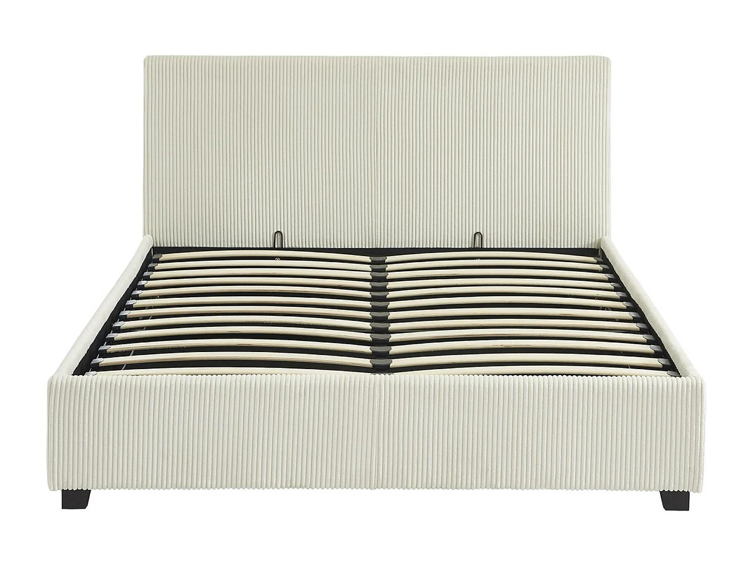 Cama con somier abatible y cabecero con acabado en pana gruesa, 140cm